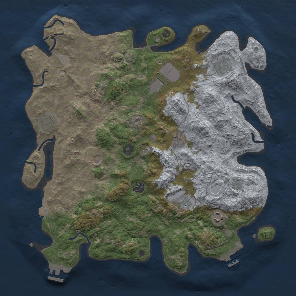 Rust Map: Procedural Map, Size: 3900, Seed: 6754913, 16 Monuments