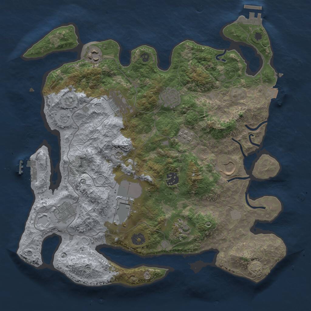 Rust Map: Procedural Map, Size: 3500, Seed: 293821982, 15 Monuments