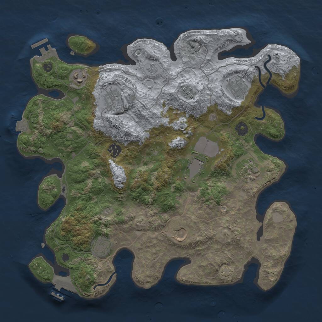 Rust Map: Procedural Map, Size: 3611, Seed: 1, 15 Monuments