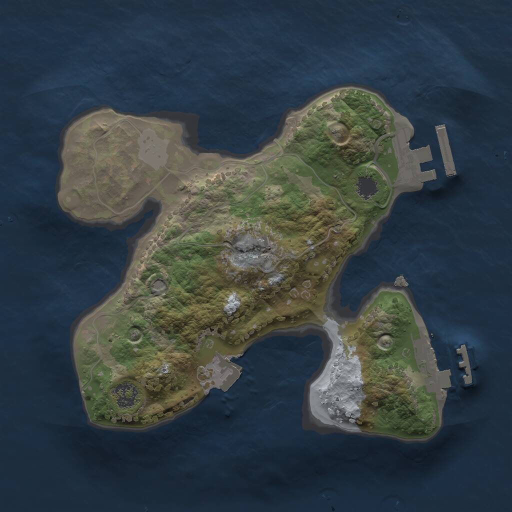 Rust Map: Procedural Map, Size: 2000, Seed: 587645632, 3 Monuments