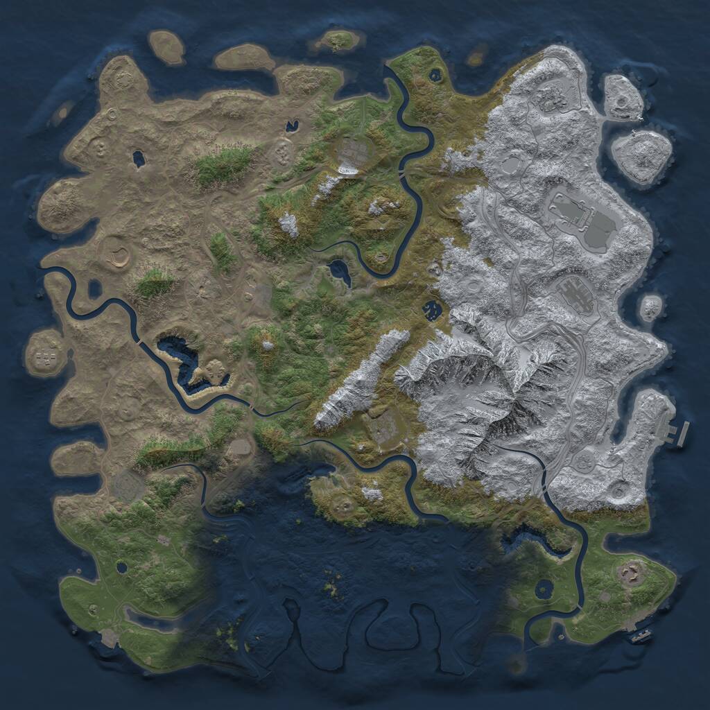 Rust Map: Procedural Map, Size: 5500, Seed: 8000, 17 Monuments