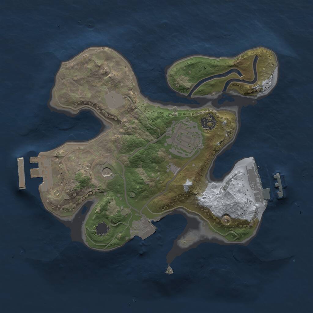 Rust Map: Procedural Map, Size: 2000, Seed: 1293840, 5 Monuments