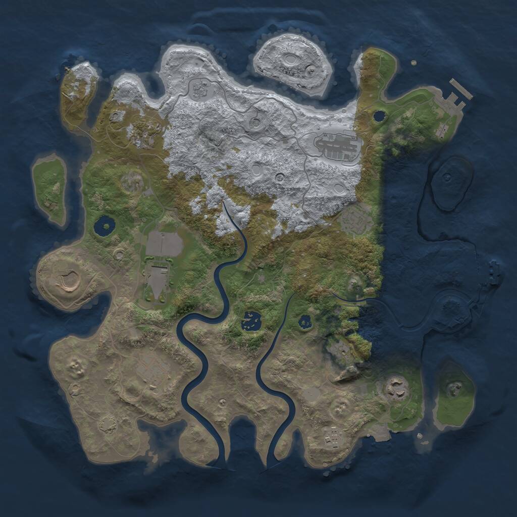 Rust Map: Procedural Map, Size: 3750, Seed: 4441512, 16 Monuments