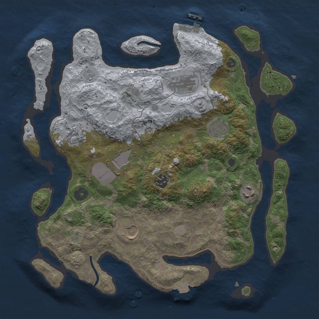 Rust Map: Procedural Map, Size: 3500, Seed: 2085025830, 12 Monuments