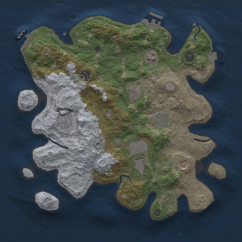 Rust Map: Procedural Map, Size: 3500, Seed: 2114558871, 13 Monuments