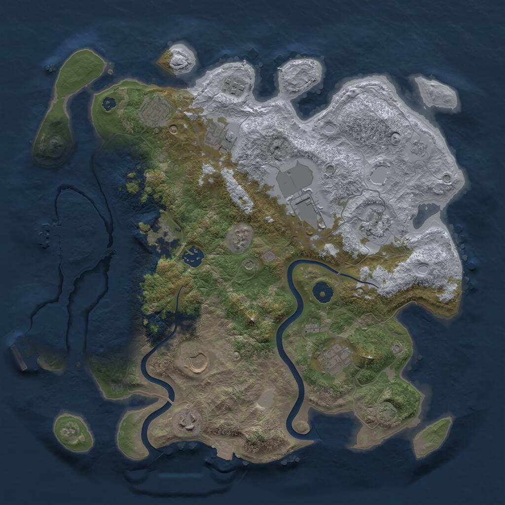 Rust Map: Procedural Map, Size: 3750, Seed: 564579185, 16 Monuments