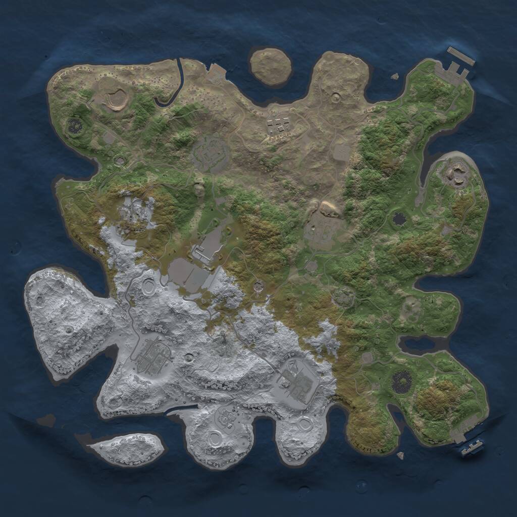 Rust Map: Procedural Map, Size: 3500, Seed: 4367814, 15 Monuments