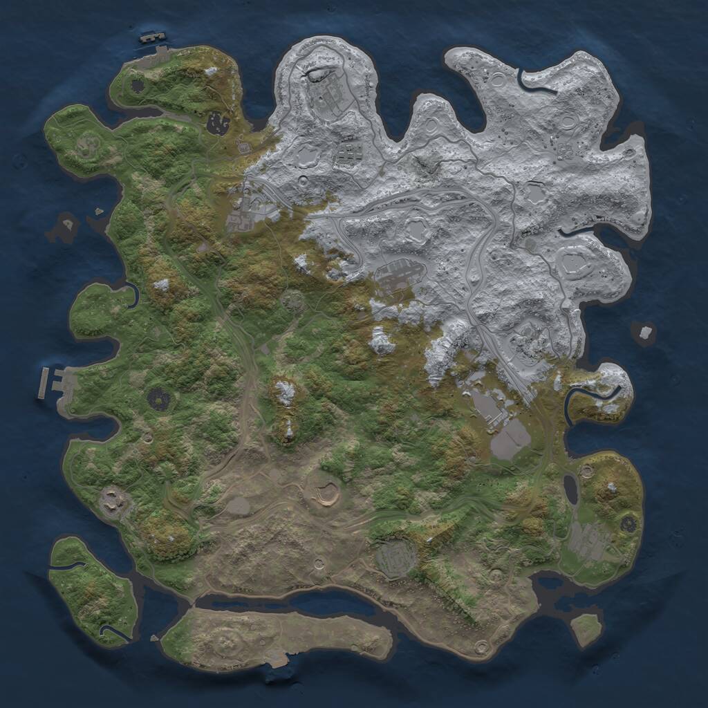 Rust Map: Procedural Map, Size: 4500, Seed: 467153285, 17 Monuments