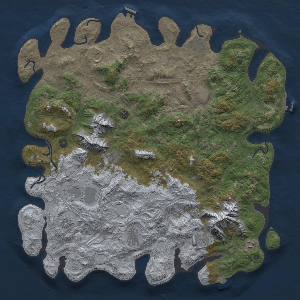 Rust Map: Procedural Map, Size: 5000, Seed: 314159265, 17 Monuments