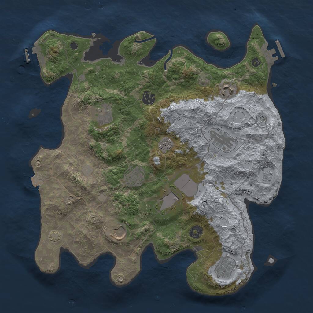 Rust Map: Procedural Map, Size: 3500, Seed: 427475922, 15 Monuments