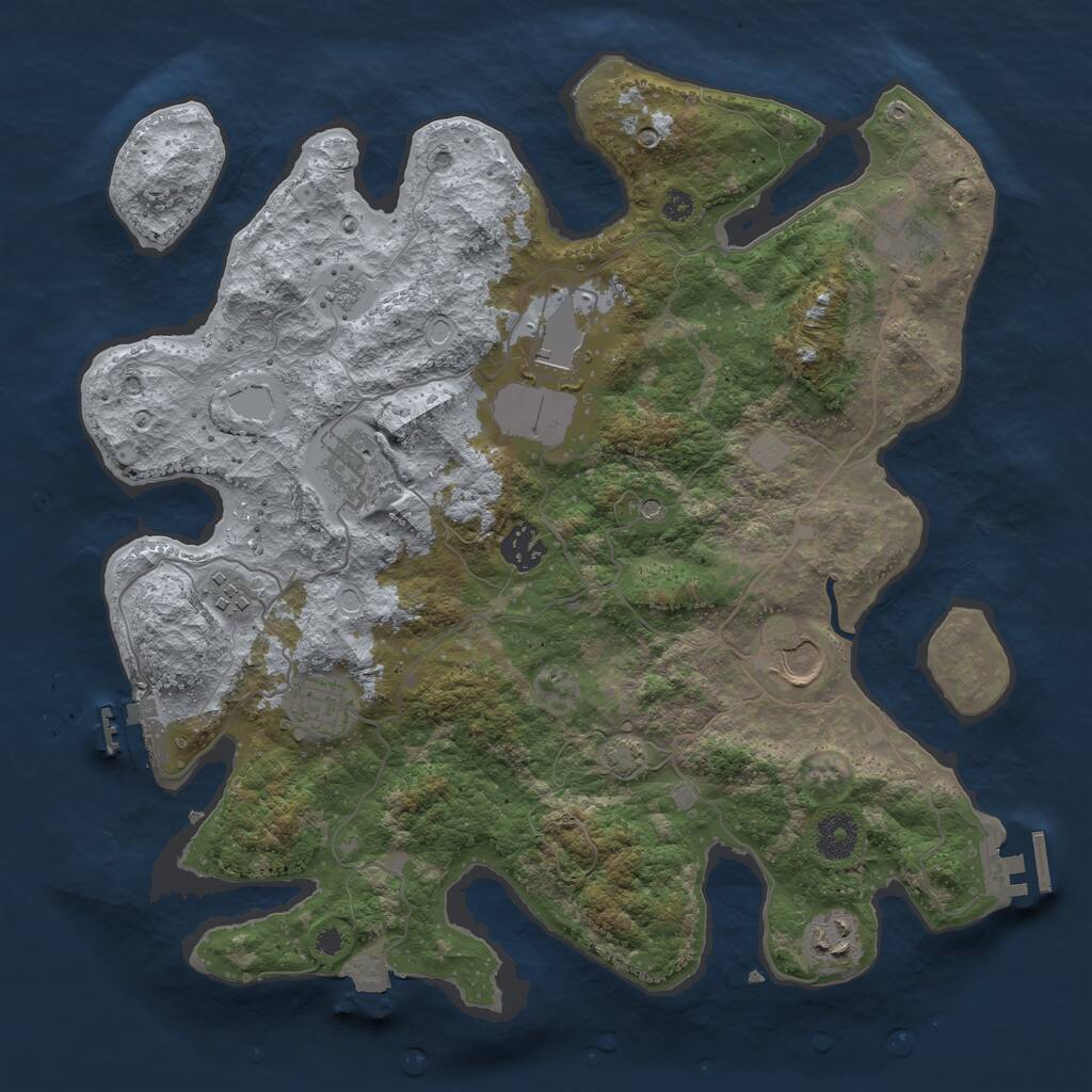 Rust Map: Procedural Map, Size: 3600, Seed: 990309, 14 Monuments