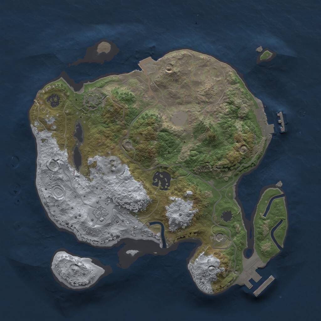 Rust Map: Procedural Map, Size: 2500, Seed: 1047940194, 7 Monuments