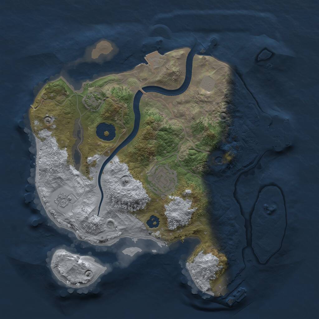 Rust Map: Procedural Map, Size: 2500, Seed: 1047940194, 7 Monuments