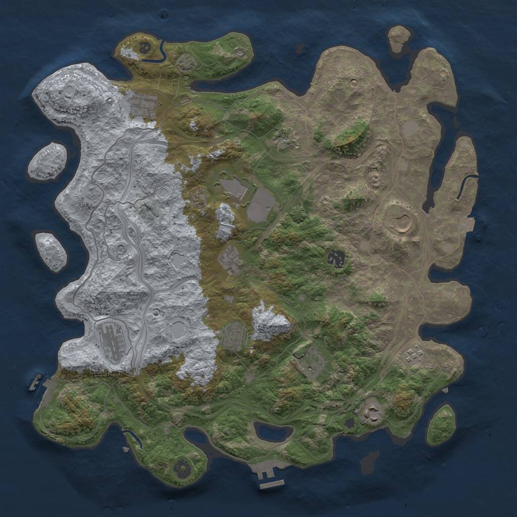 Rust Map: Procedural Map, Size: 4250, Seed: 909081637, 17 Monuments