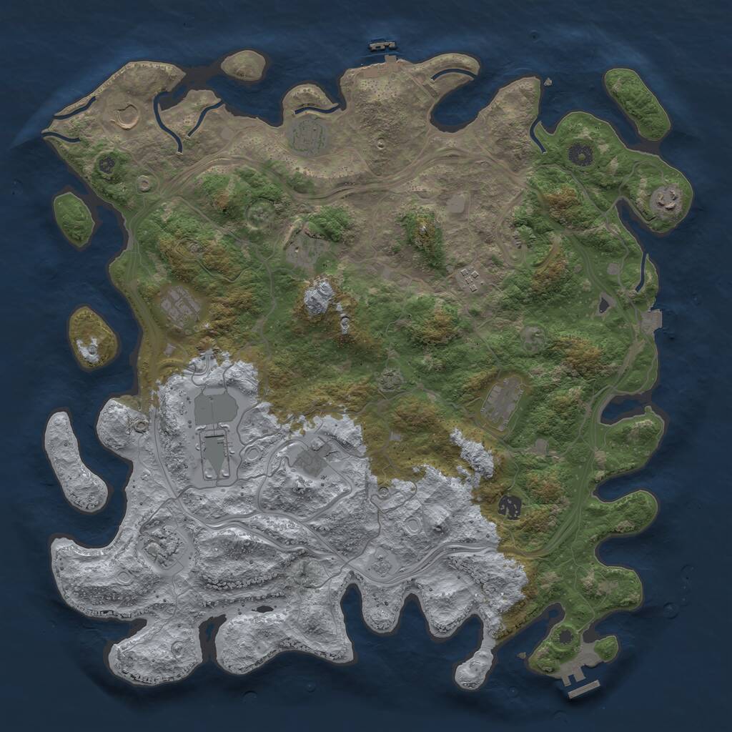 Rust Map: Procedural Map, Size: 4500, Seed: 1276215815, 17 Monuments