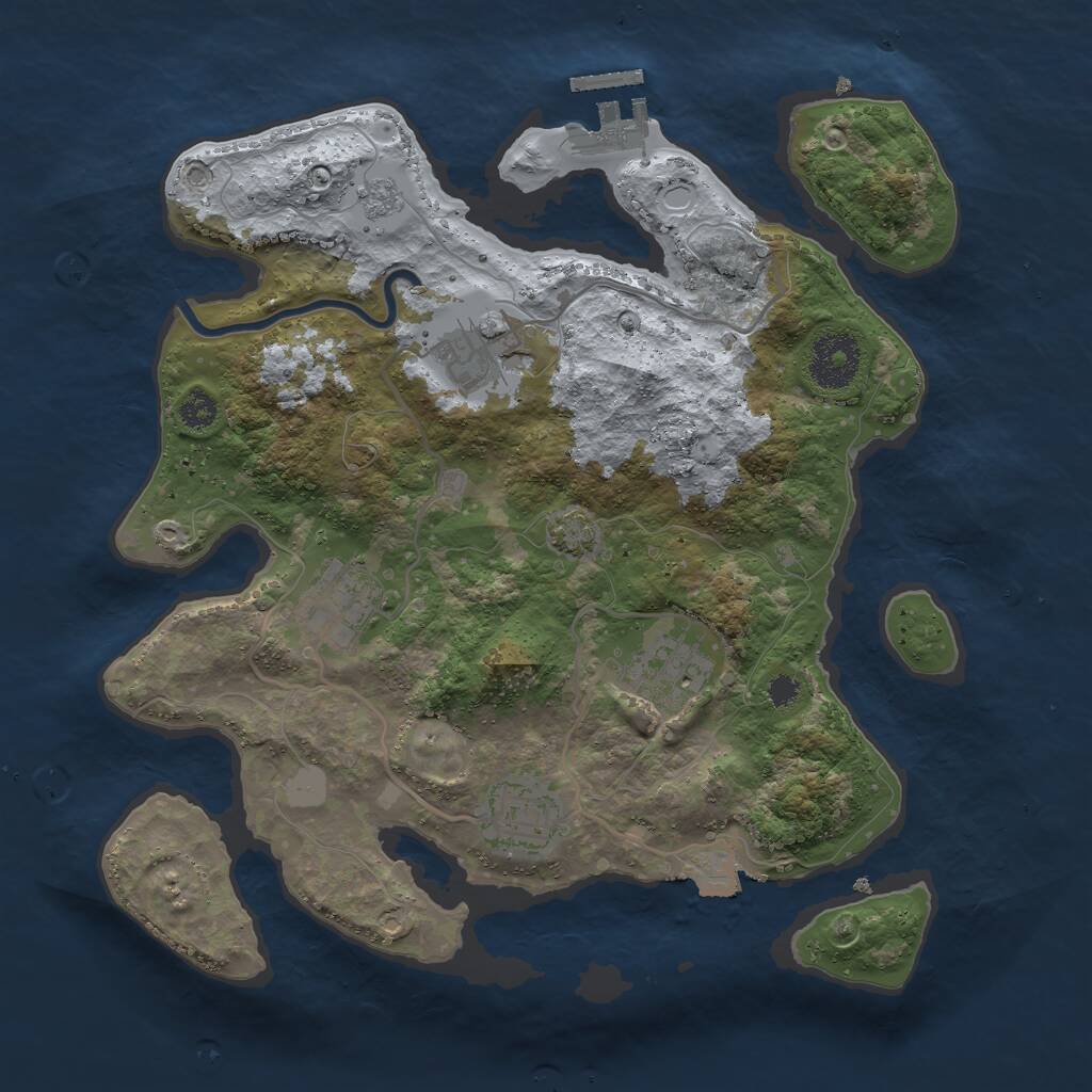 Rust Map: Procedural Map, Size: 3000, Seed: 36566, 8 Monuments