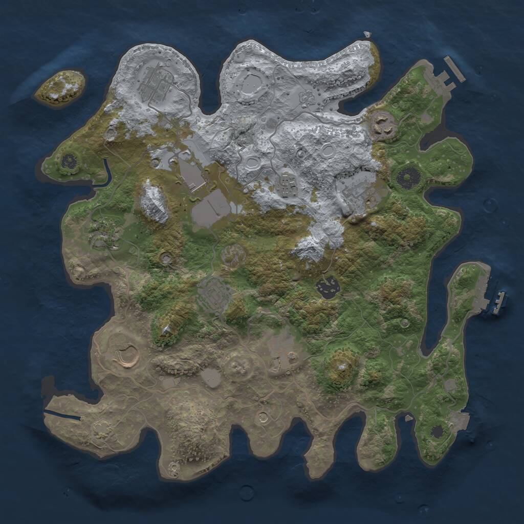 Rust Map: Procedural Map, Size: 3500, Seed: 1057021488, 16 Monuments