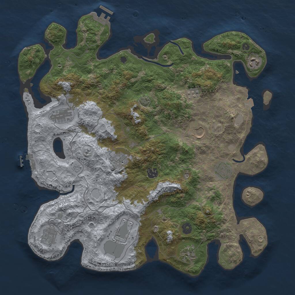 Rust Map: Procedural Map, Size: 4000, Seed: 1234556, 16 Monuments