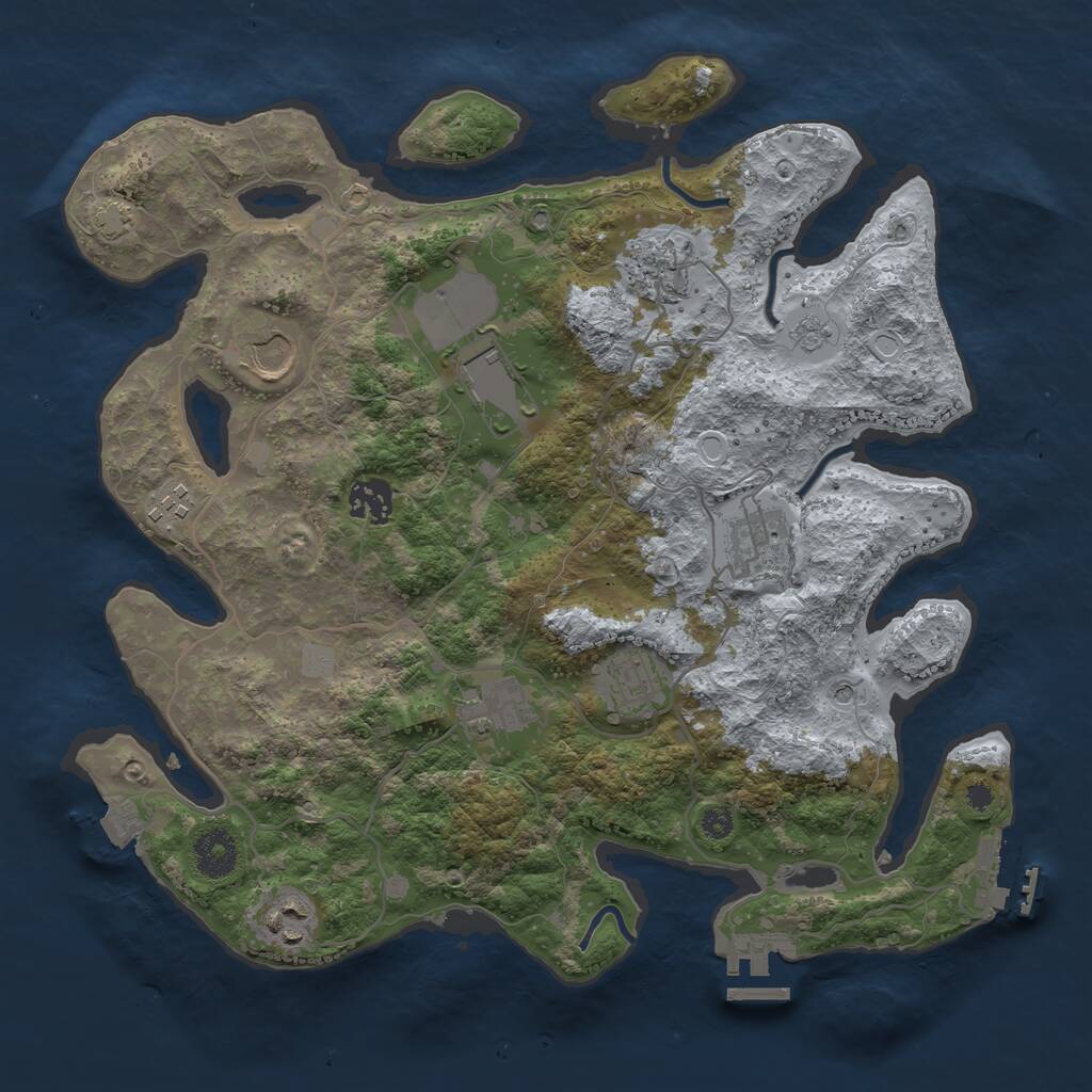 Rust Map: Procedural Map, Size: 3500, Seed: 1991646, 15 Monuments