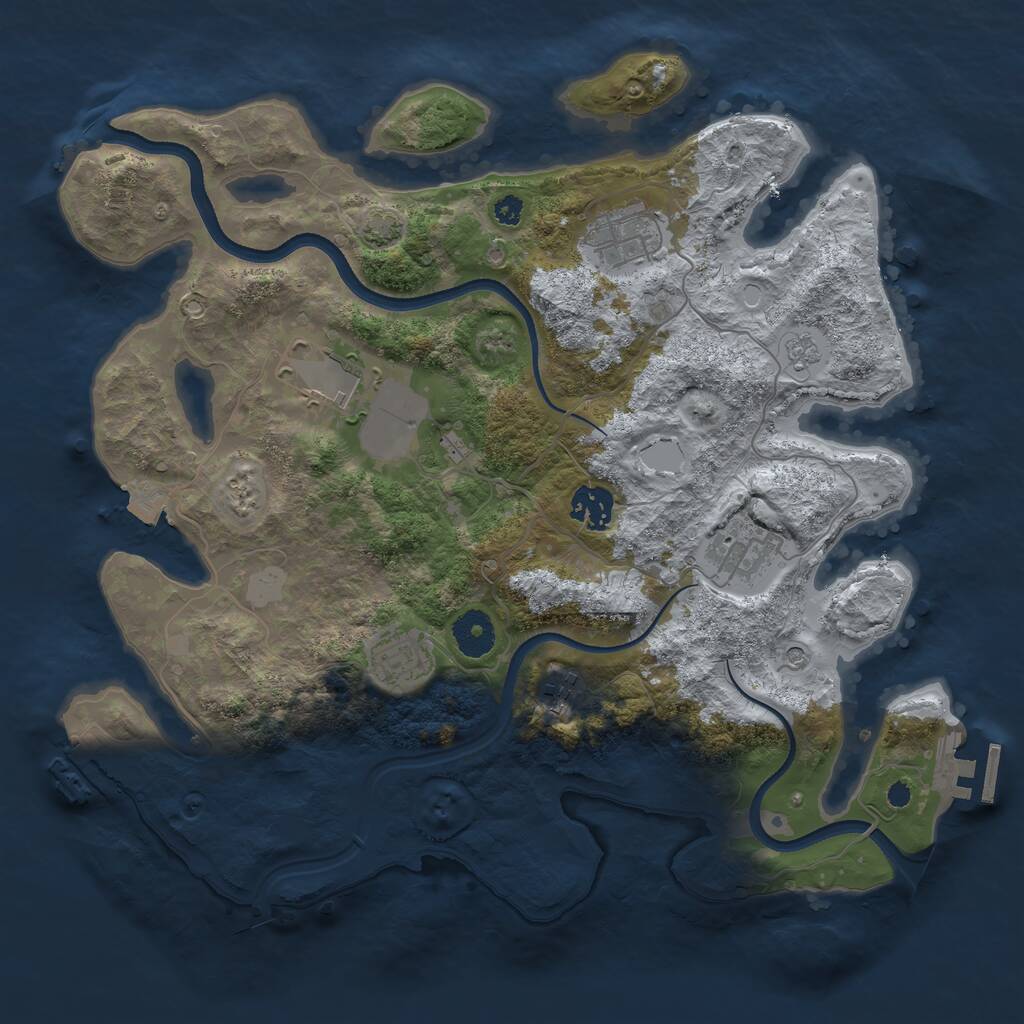 Rust Map: Procedural Map, Size: 3500, Seed: 1991646, 12 Monuments