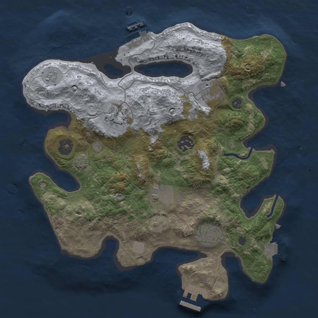 Rust Map: Procedural Map, Size: 3000, Seed: 11994, 10 Monuments