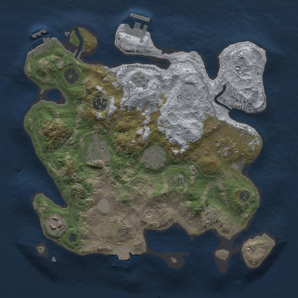 Rust Map: Procedural Map, Size: 3000, Seed: 1643728879, 12 Monuments