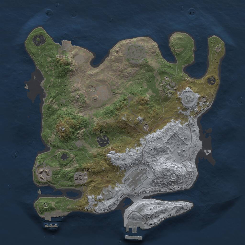 Rust Map: Procedural Map, Size: 3000, Seed: 62494337, 12 Monuments