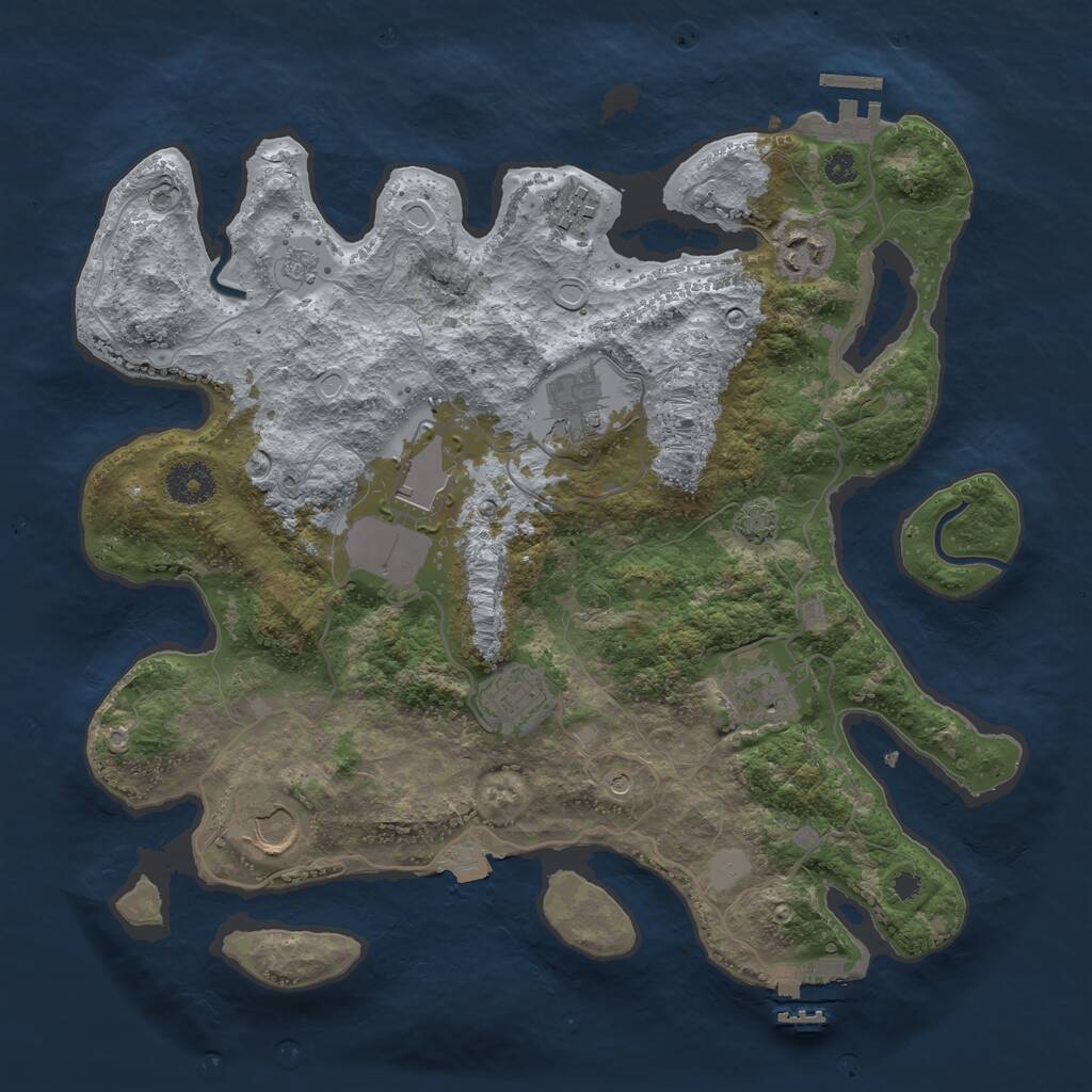 Rust Map: Procedural Map, Size: 3500, Seed: 628767515, 13 Monuments