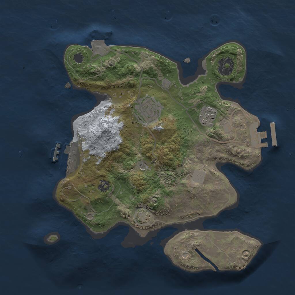 Rust Map: Procedural Map, Size: 2500, Seed: 1869576, 7 Monuments