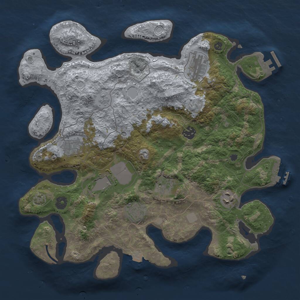 Rust Map: Procedural Map, Size: 3500, Seed: 737606105, 13 Monuments