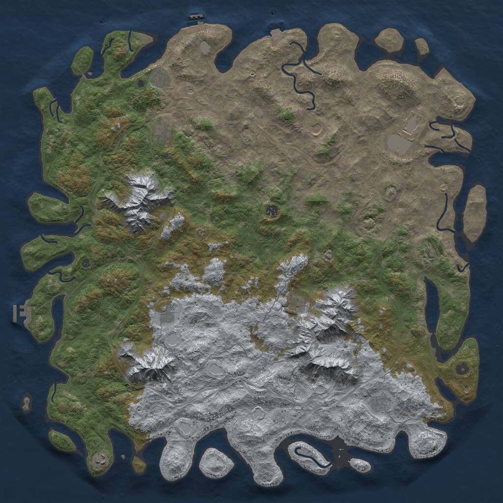Rust Map: Procedural Map, Size: 6000, Seed: 408974, 17 Monuments