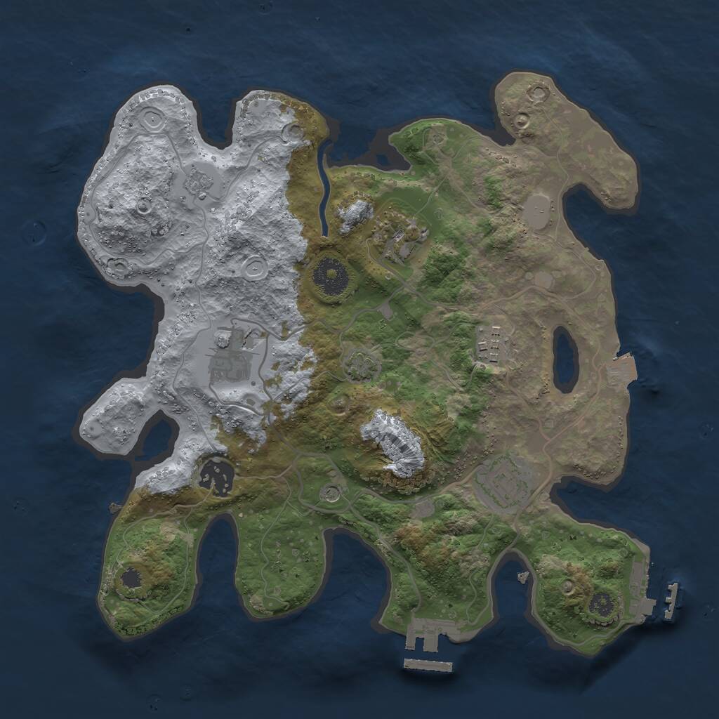 Rust Map: Procedural Map, Size: 3000, Seed: 2047567934, 11 Monuments