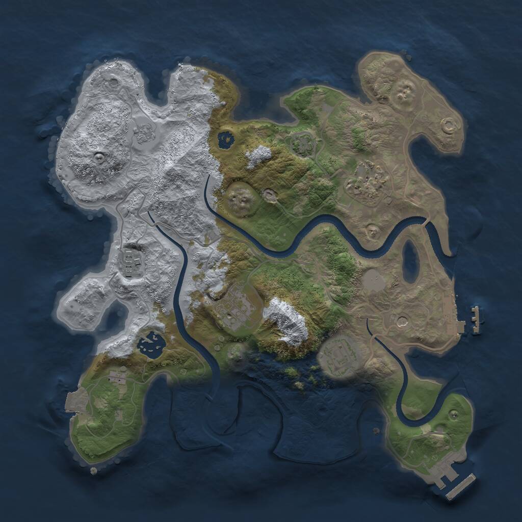 Rust Map: Procedural Map, Size: 3000, Seed: 2047567934, 11 Monuments
