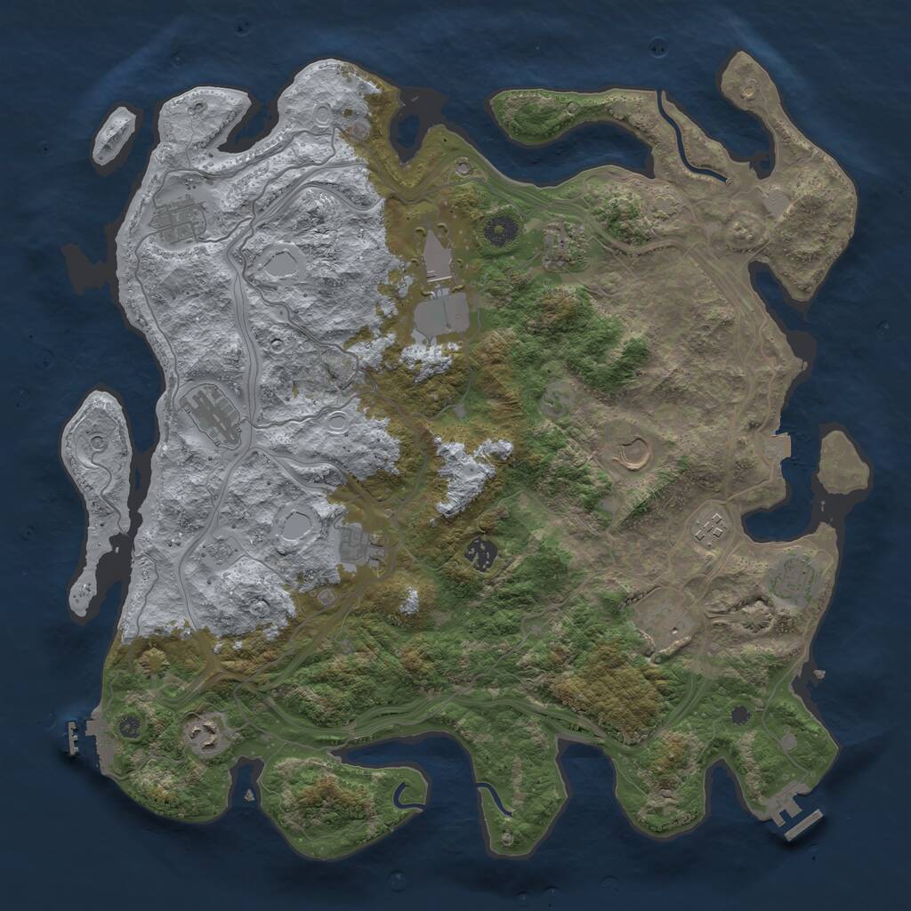 Rust Map: Procedural Map, Size: 4250, Seed: 607144354, 17 Monuments