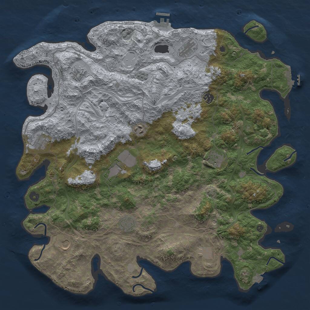 Rust Map: Procedural Map, Size: 4600, Seed: 391287989, 17 Monuments