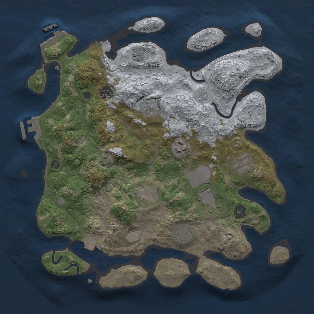 Rust Map: Procedural Map, Size: 3500, Seed: 1765963699, 13 Monuments