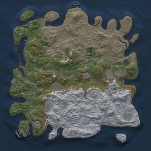 Thumbnail Rust Map: Procedural Map, Size: 4300, Seed: 16252418, 17 Monuments