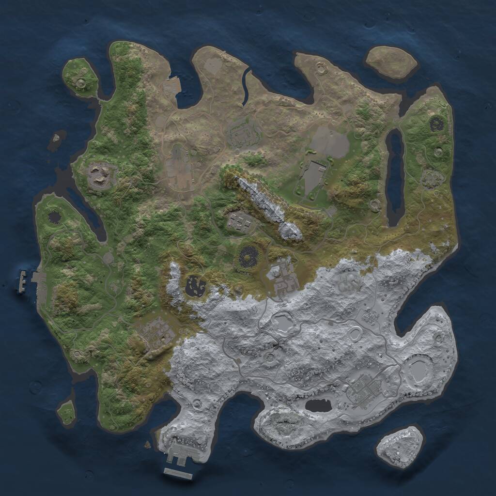 Rust Map: Procedural Map, Size: 3500, Seed: 556634145, 15 Monuments