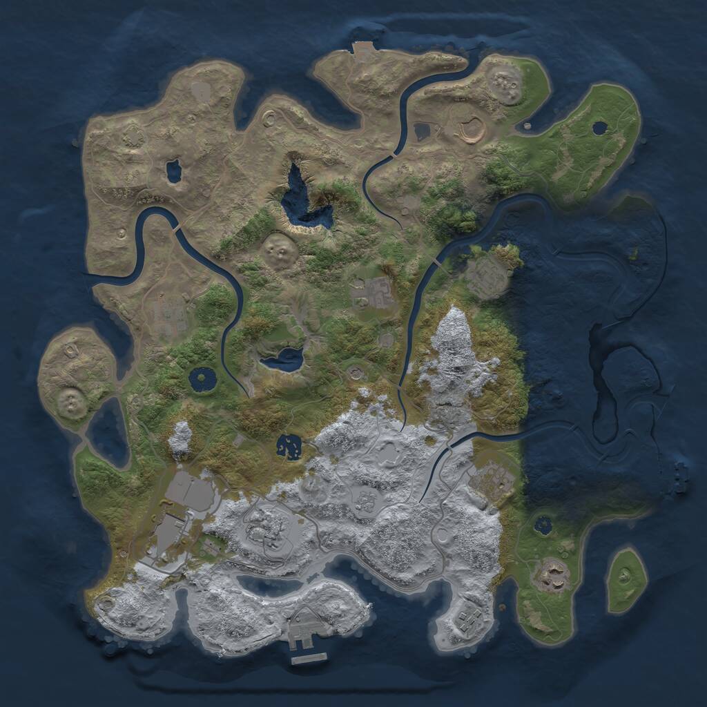 Rust Map: Procedural Map, Size: 4000, Seed: 2028541458, 16 Monuments