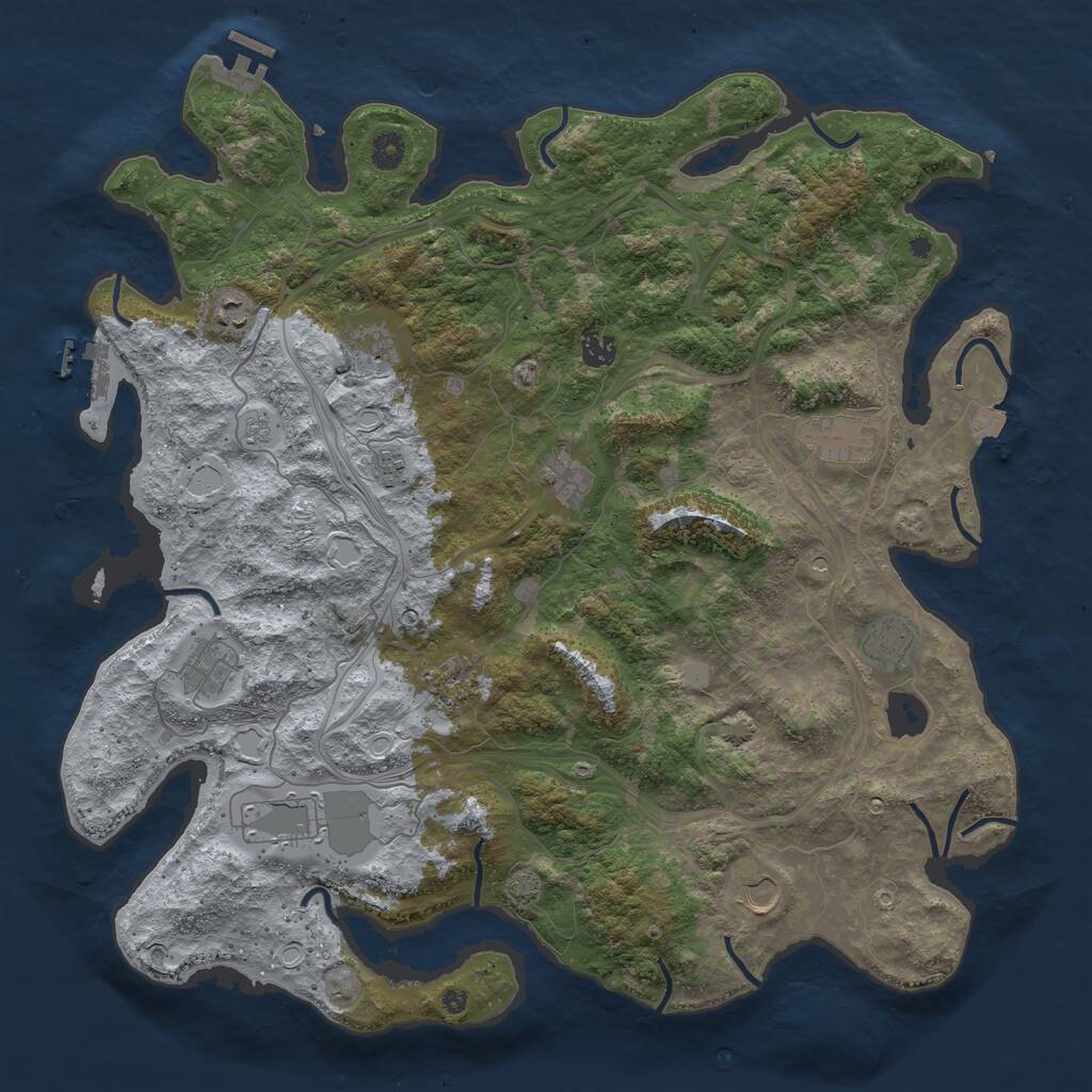 Rust Map: Procedural Map, Size: 4500, Seed: 467705939, 17 Monuments