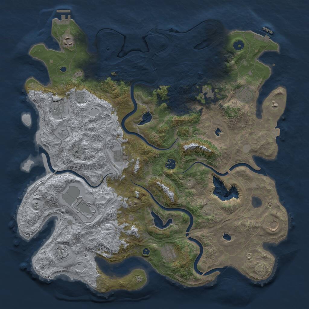 Rust Map: Procedural Map, Size: 4500, Seed: 467705939, 17 Monuments