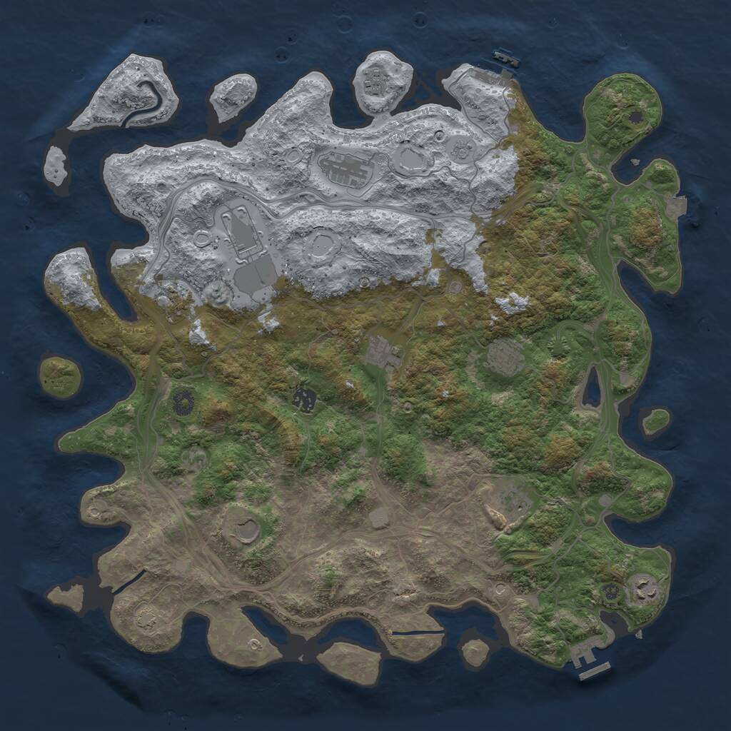 Rust Map: Procedural Map, Size: 4500, Seed: 645369634, 16 Monuments