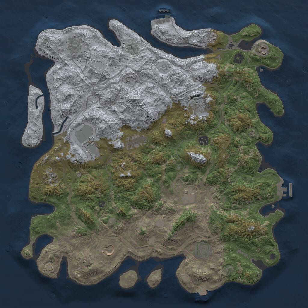 Rust Map: Procedural Map, Size: 4500, Seed: 1710550838, 17 Monuments