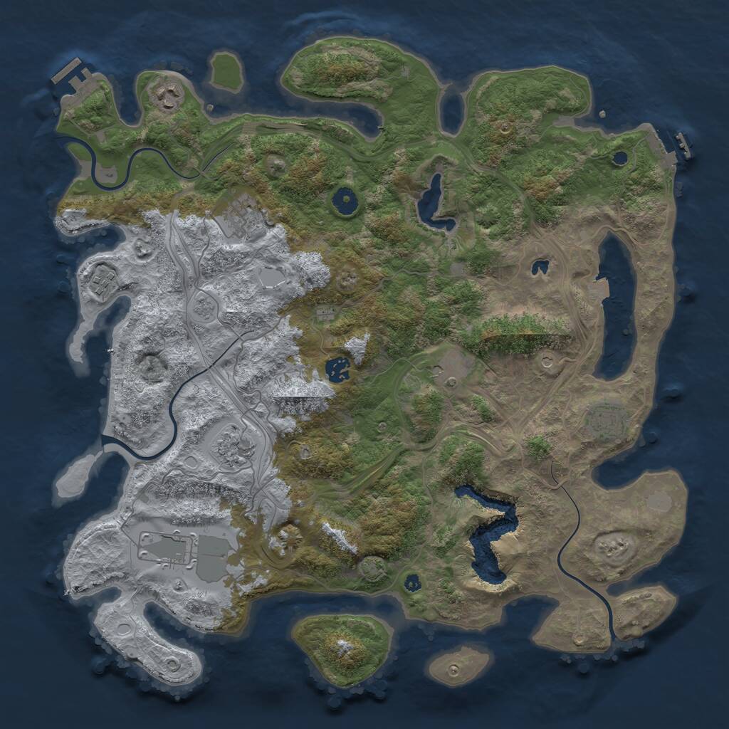 Rust Map: Procedural Map, Size: 4250, Seed: 1145144095, 14 Monuments