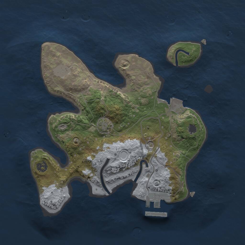 Rust Map: Procedural Map, Size: 2250, Seed: 299545504, 4 Monuments