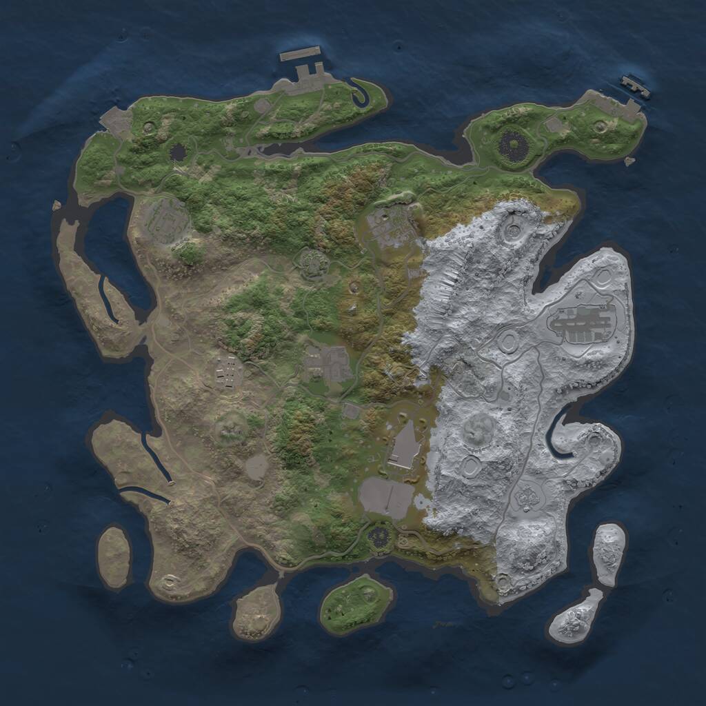 Rust Map: Procedural Map, Size: 3500, Seed: 729582835, 12 Monuments