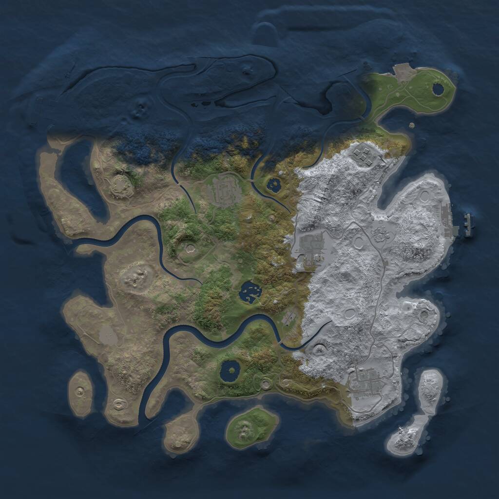 Rust Map: Procedural Map, Size: 3500, Seed: 729582835, 11 Monuments