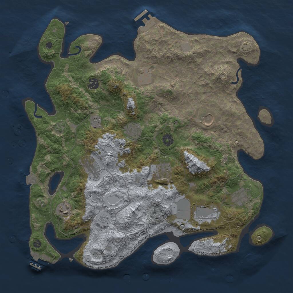 Rust Map: Procedural Map, Size: 3750, Seed: 216483906, 16 Monuments