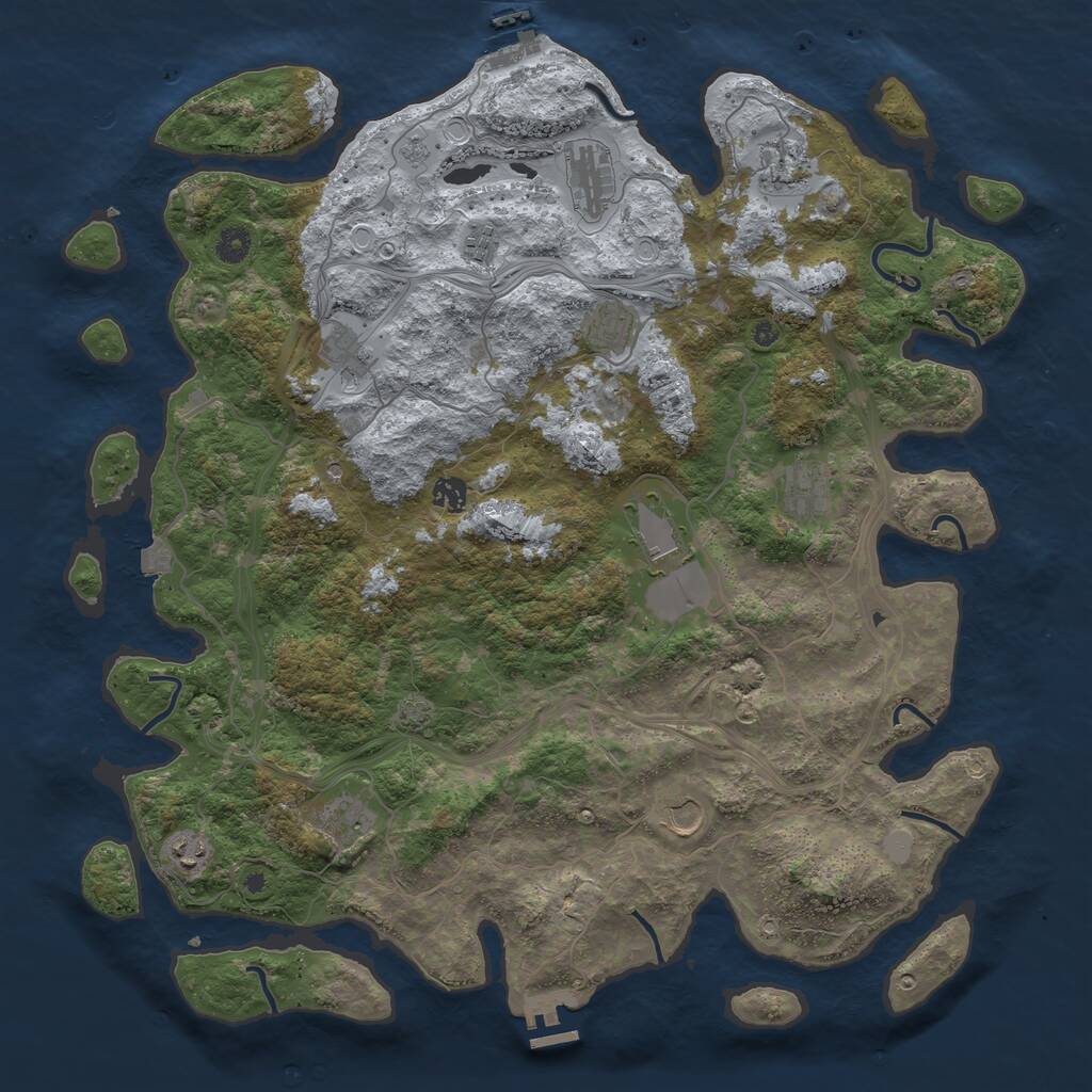 Rust Map: Procedural Map, Size: 4500, Seed: 1788466411, 17 Monuments