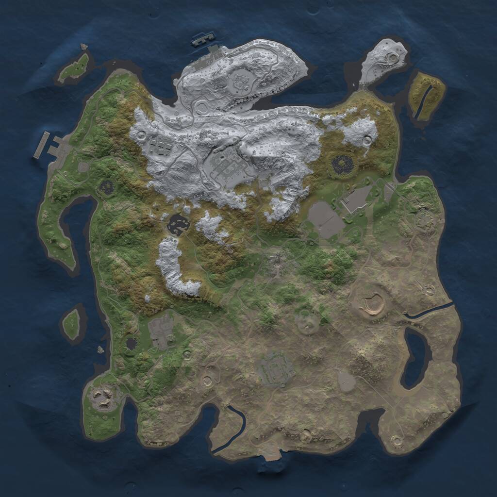 Rust Map: Procedural Map, Size: 3500, Seed: 5801293, 14 Monuments